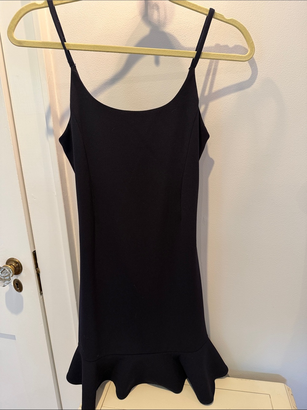 Aqua Black Mini Dress with Ruffle Hem
